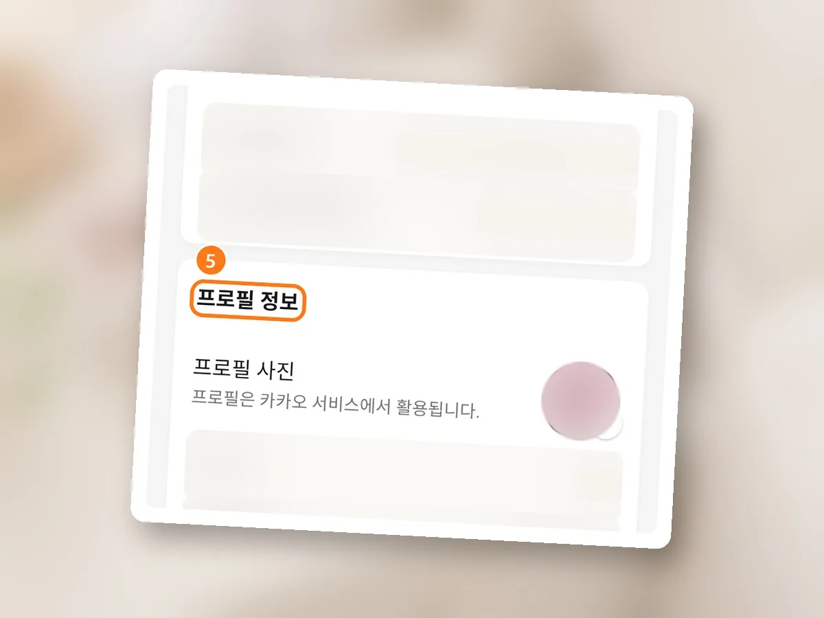 카카오계정 계정 정보 탭, 프로필 정보 제목에 주황 테두리와 5번